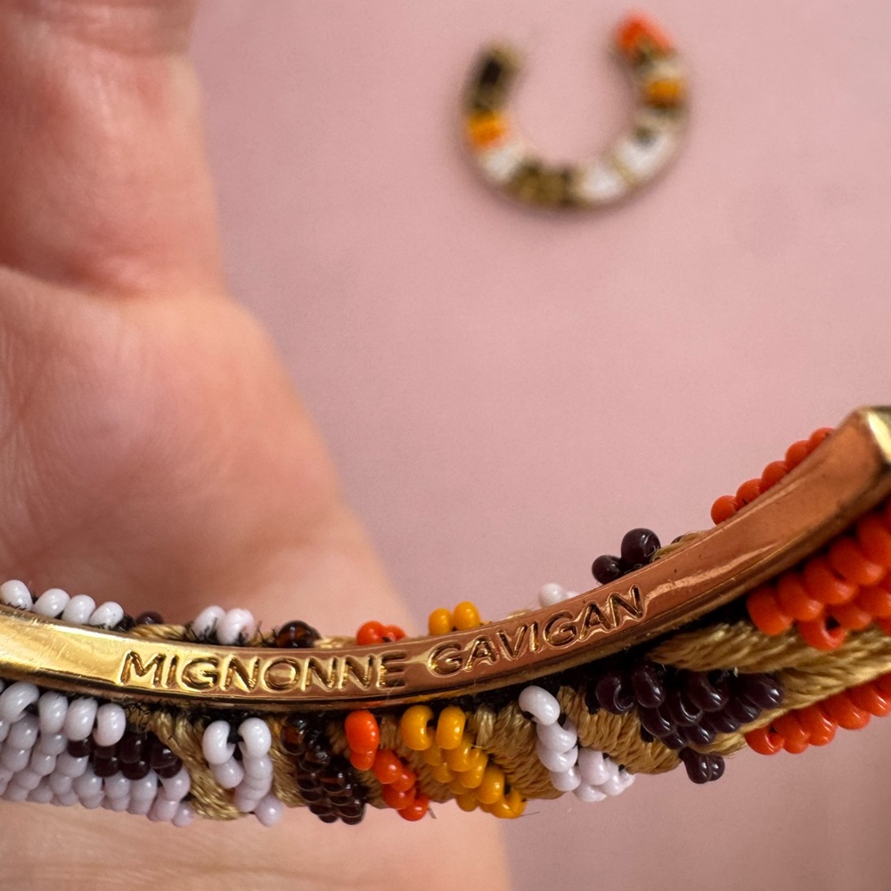 Mignonne Gavigan Multicolor Aztec Fiona 14 K Gold Plated Beaded Hoop Earrings - Picture 2 of 4